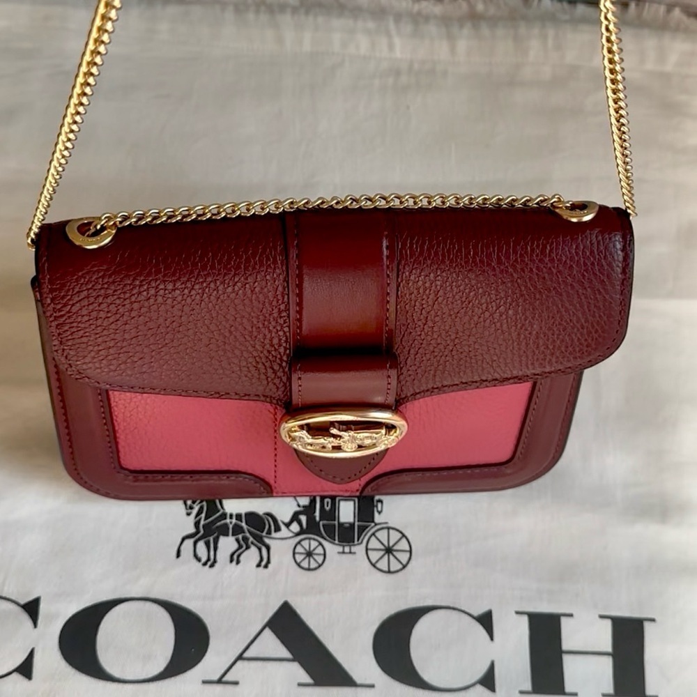 COACH NWOT Georgie Crossbody Oxblood & Wine Leather Mini Clutch Bag 7287 - Picture 6 of 17